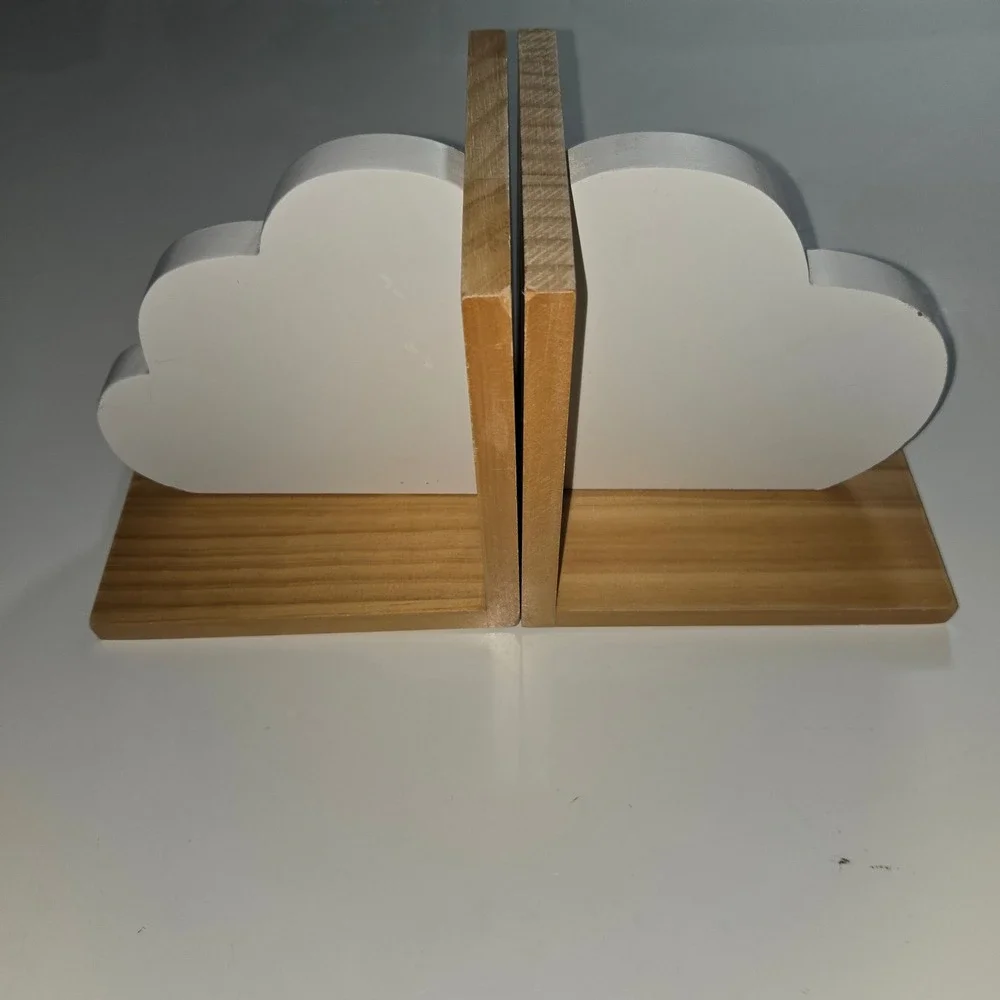 Target Cloud Wooden Bookends White Natural Wood Nursery Decor 030029301